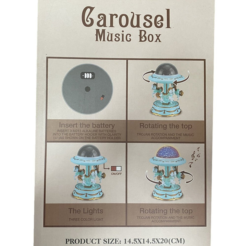 Blue Music Box Musical Carousel Horse LED Carousel Toy Child Birthday Xmas Gift - NuSea