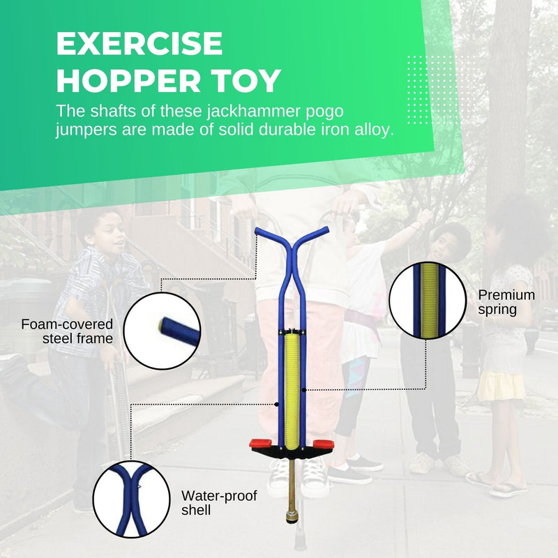 Blue Pogo Stick Kids - Childrens Jumping Jackhammer Exercise Hopper Toy - NuSea