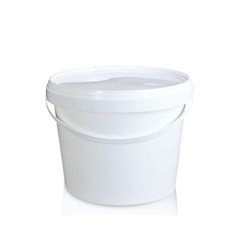 Bulk 10x 2L Plastic Buckets + Lids - Empty White With Handle - Small Food Pail - NuSea