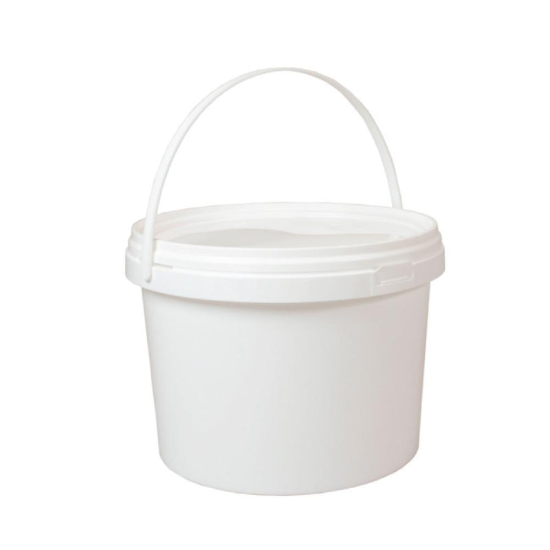 Bulk 10x 2L Plastic Buckets + Lids - Empty White With Handle - Small Food Pail - NuSea
