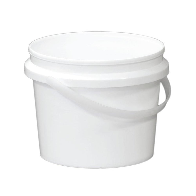 Bulk 10x 5L Plastic Buckets + Lids - Empty White With Handle - Large Food Pail - NuSea