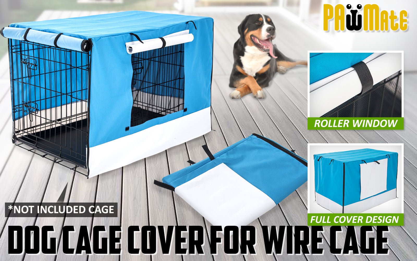 Cage Cover Enclosure for Wire Dog Cage Crate 24in BLUE - NuSea
