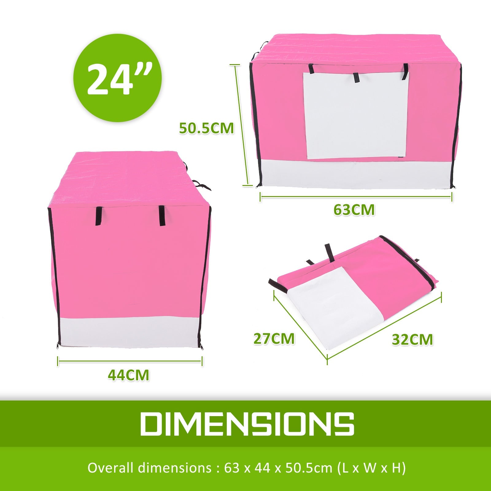 Cage Cover Enclosure for Wire Dog Cage Crate 24in PINK - NuSea