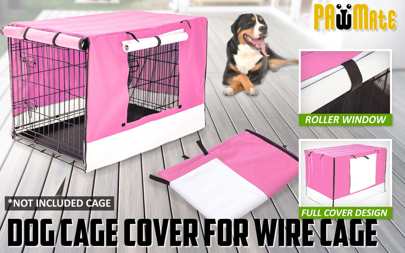 Cage Cover Enclosure for Wire Dog Cage Crate 30in PINK - NuSea