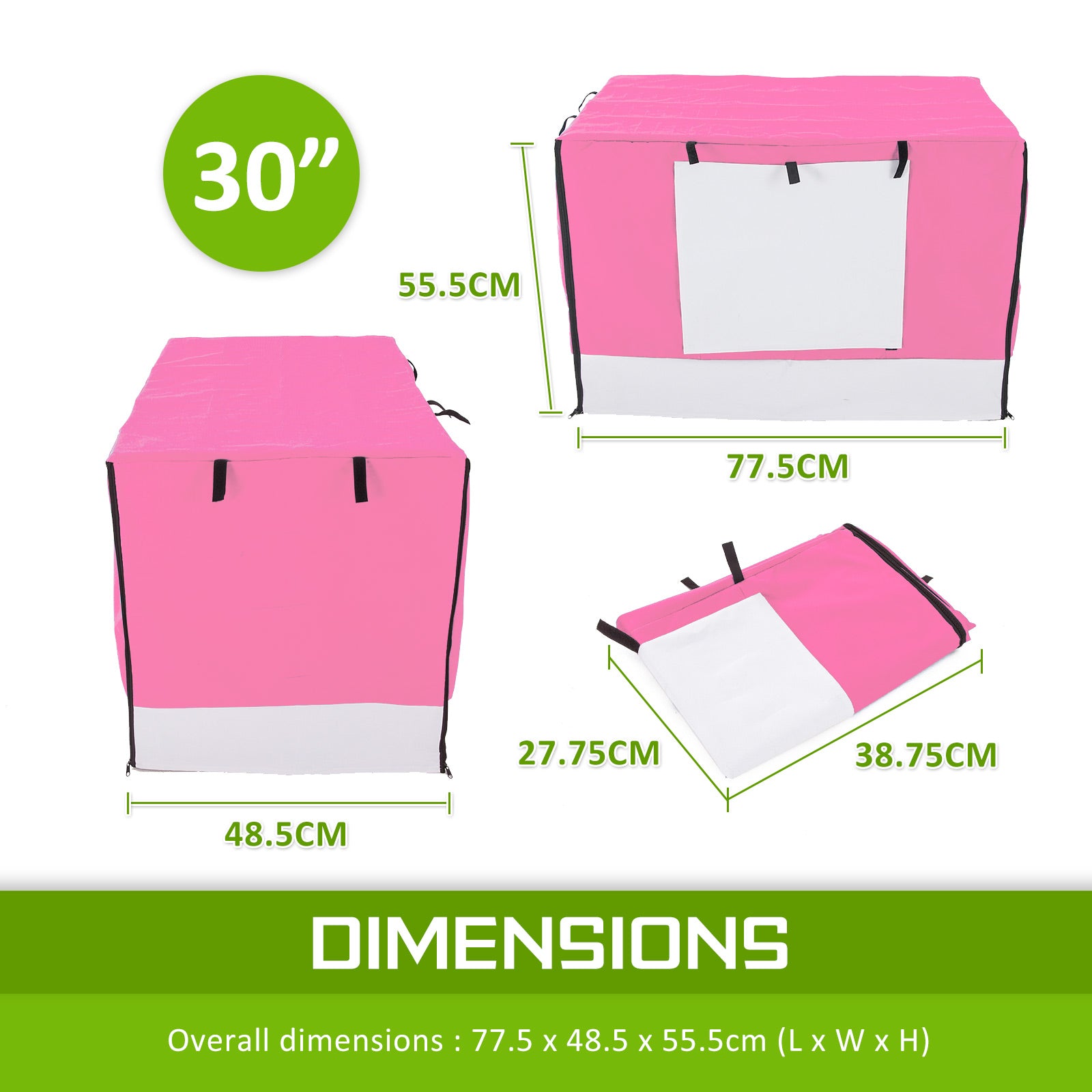 Cage Cover Enclosure for Wire Dog Cage Crate 30in PINK - NuSea