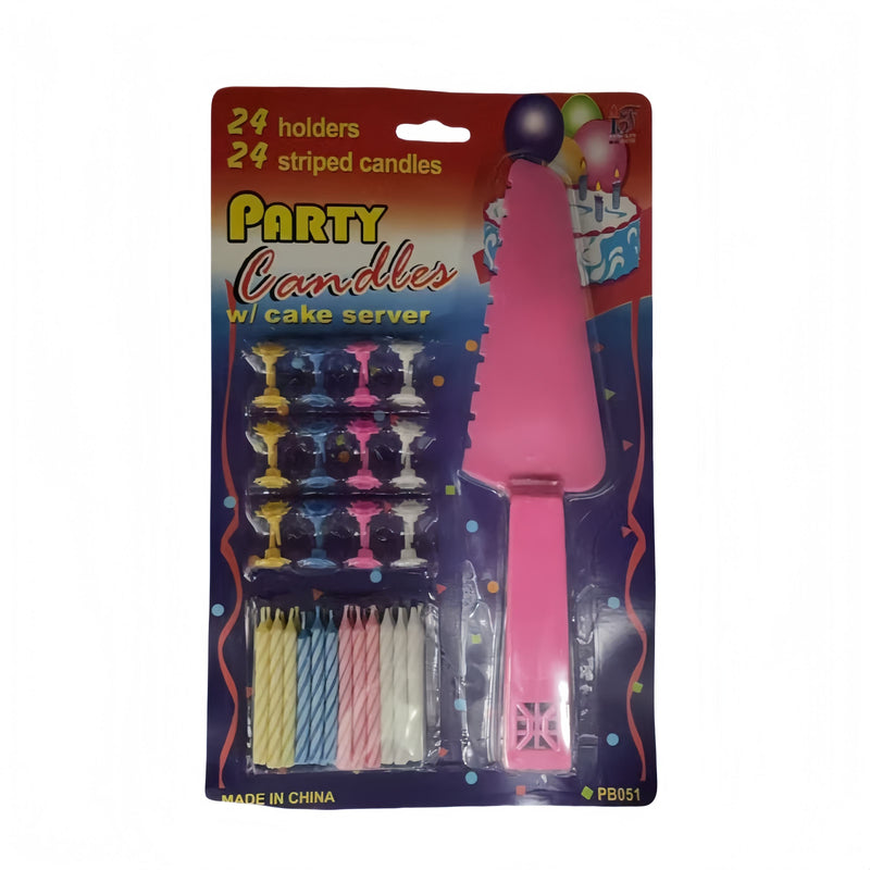 4 Sets of Party candles with Cake server sets