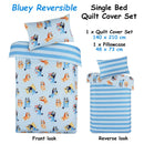 Caprice Bluey Bingo Reversible Striped Licensed Quilt Cover Set Single - NuSea