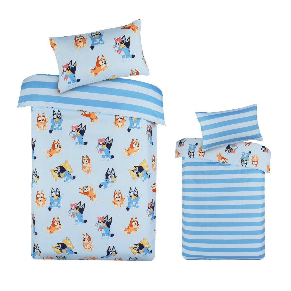 Caprice Bluey Bingo Reversible Striped Licensed Quilt Cover Set Single - NuSea