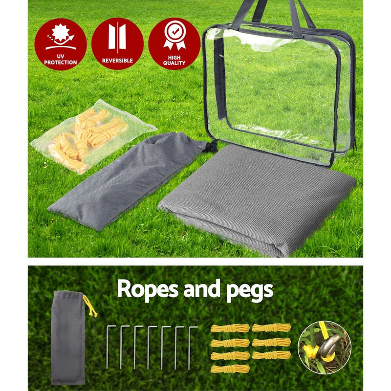 Caravan Privacy Screen Roll Out Awning 1.95 x 2.2M Sun Shade End Wall Side Grey - NuSea