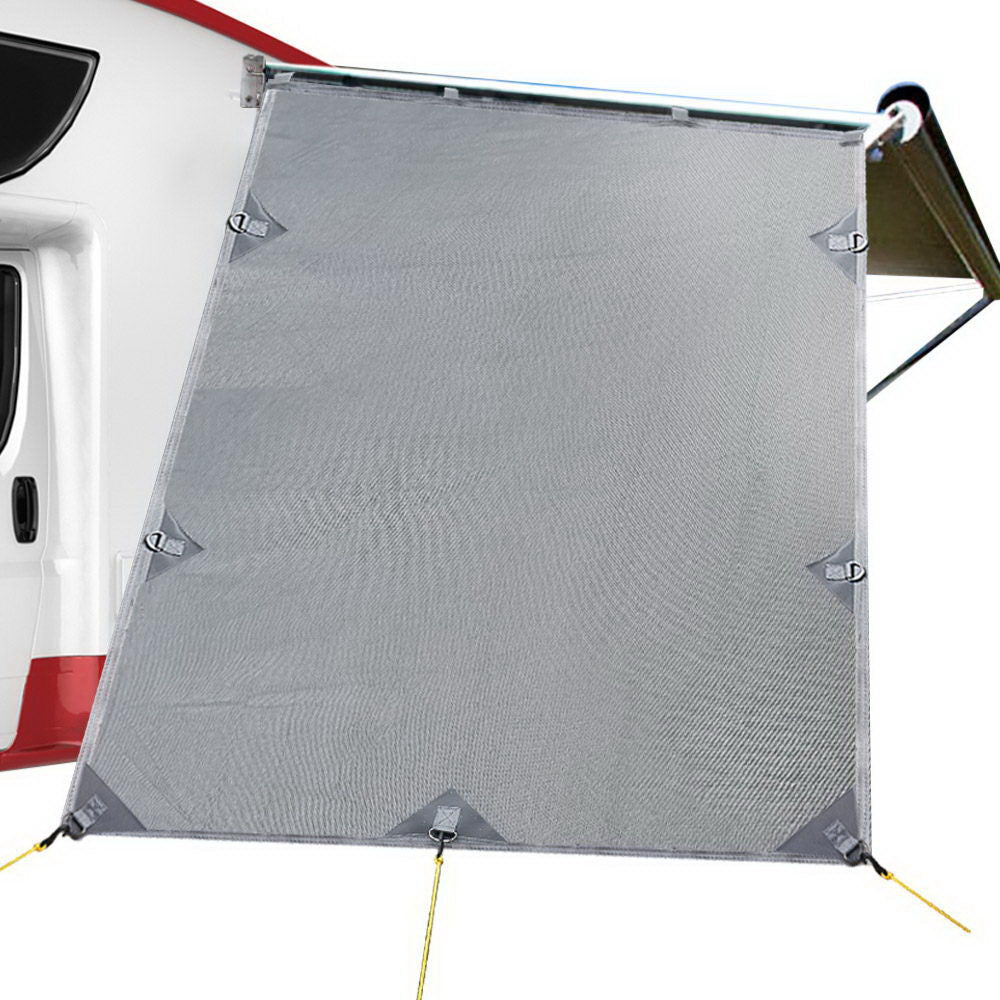 Caravan Privacy Screen Roll Out Awning 1.95 x 2.2M Sun Shade End Wall Side Grey - NuSea