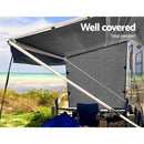 Caravan Privacy Screen Roll Out Awning 1.95 x 2.2M Sun Shade End Wall Side Grey - NuSea