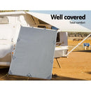 Caravan Privacy Screen Roll Out Awning 2.1x1.8M Sun Shade Pop Top End Wall Grey - NuSea