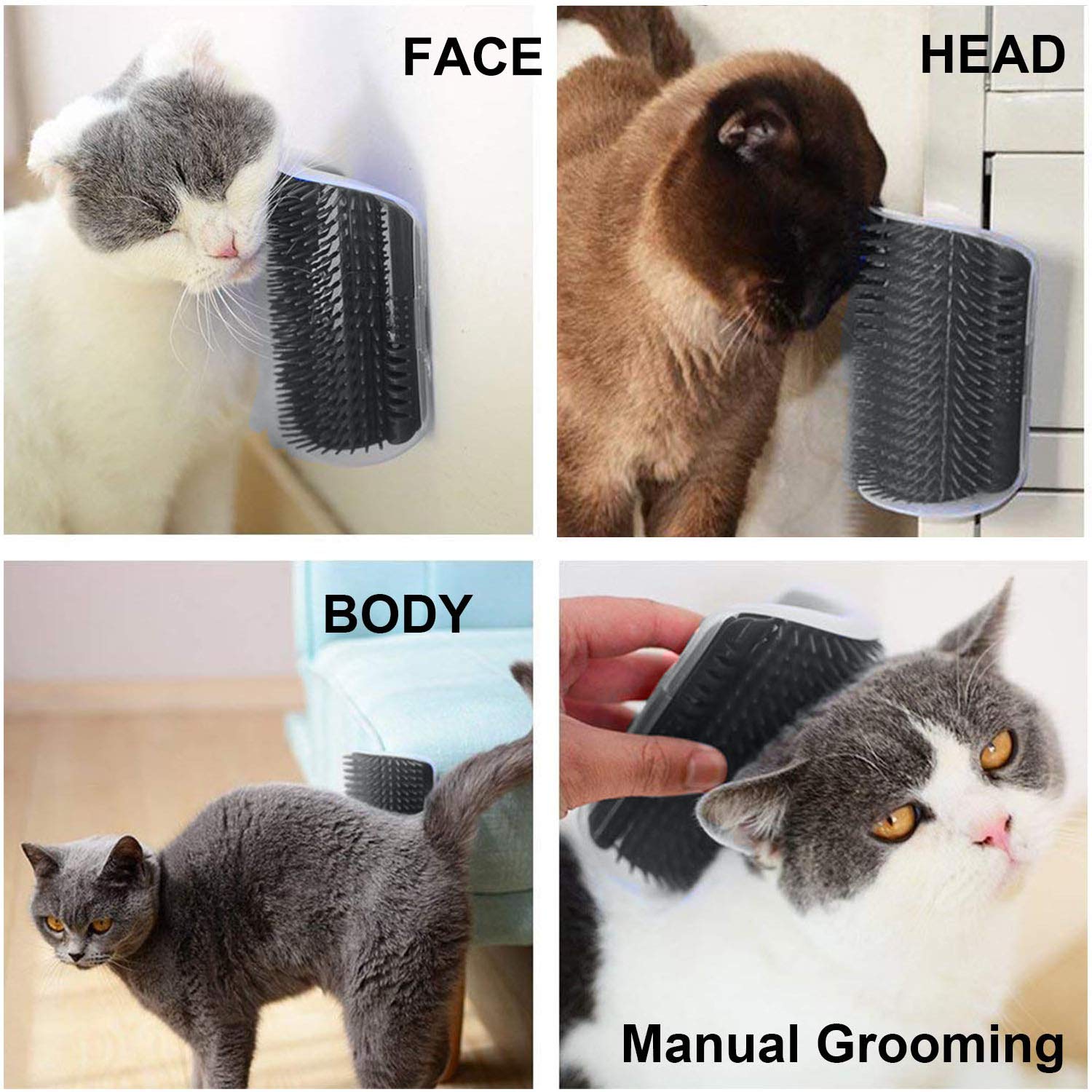 Cat Self Groomer Catnip Dog Cat Toy Corner Groomer Wall Corner Scratcher Comb Grooming Massage Brush - NuSea