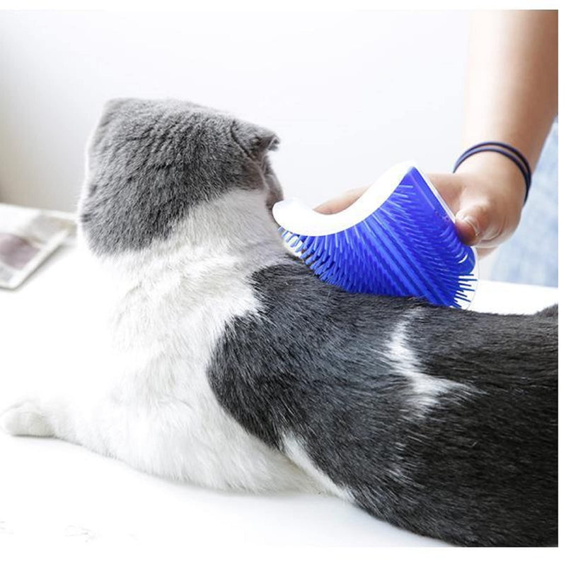 Cat Self Groomer Catnip Dog Cat Toy Corner Groomer Wall Corner Scratcher Comb Grooming Massage Brush Blue - NuSea