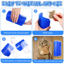 Cat Self Groomer Catnip Dog Cat Toy Corner Groomer Wall Corner Scratcher Comb Grooming Massage Brush Blue - NuSea