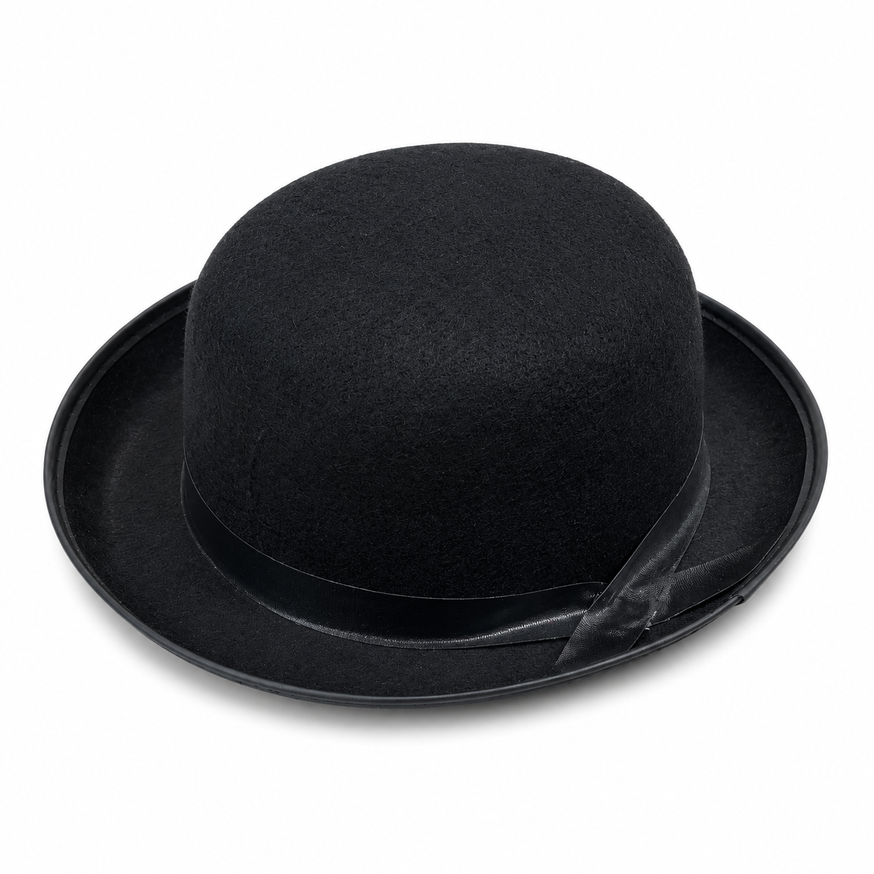 Black Bowler Hat with Satin Ribbon – Adult Fancy Dress Costume Accessory