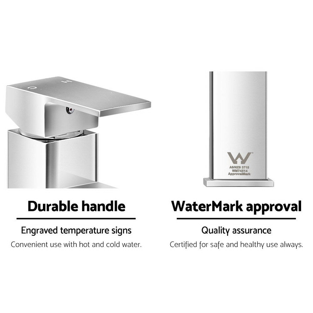 Cefito Bathroom Basin Mixer Tap Square Faucet Vanity Laundry Chrome - NuSea