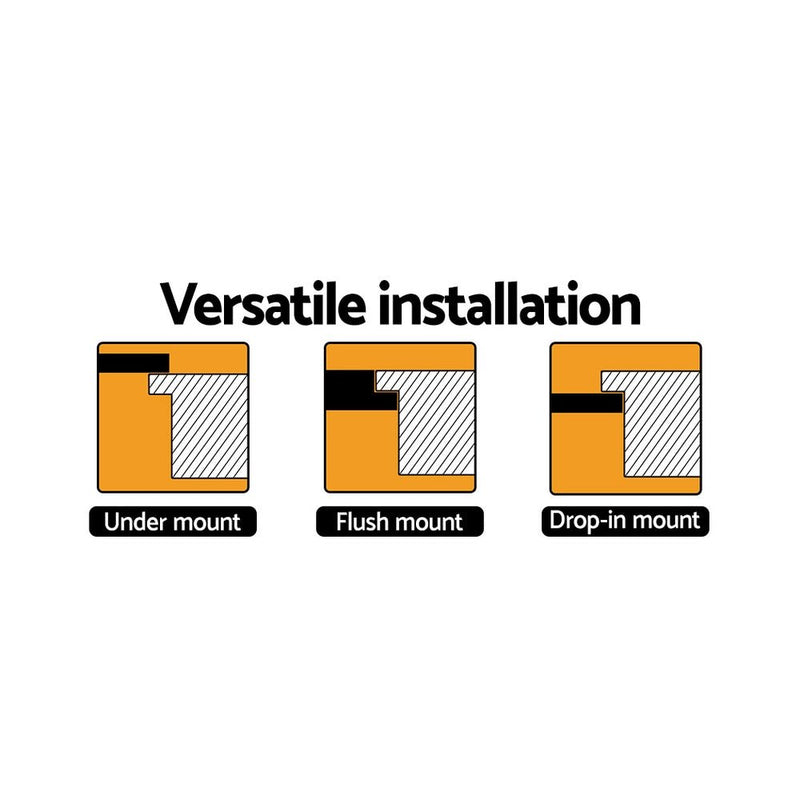 Cefito Stone Kitchen Sink Round 430MM Granite Under/Topmount Basin Bowl Laundry White - NuSea