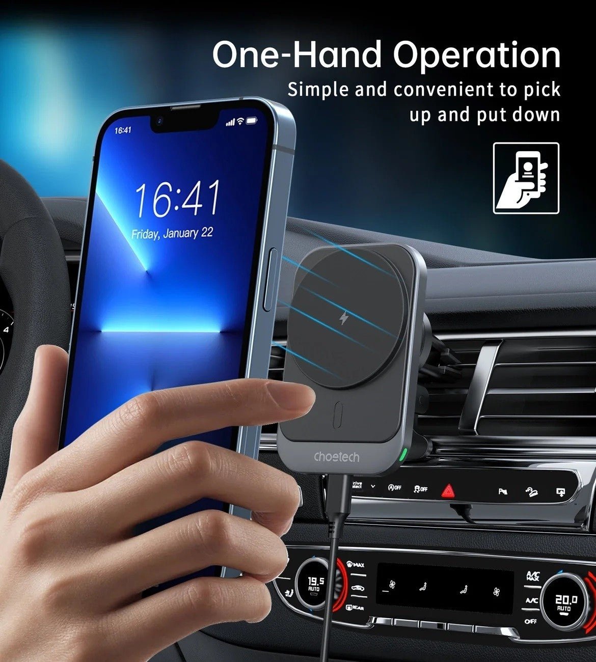 CHOETECH T206 - F 15W Magnetic Car Charger Holder - NuSea