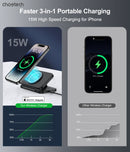 CHOETECH T616 - F - BK 3in1 Magnetic Foldable Wireless Charger Black - NuSea