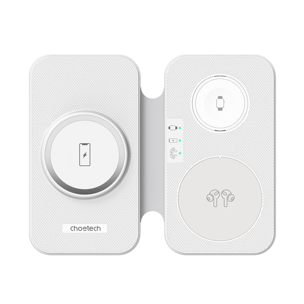 CHOETECH T616 - F - WH 3in1 Magnetic Foldable Wireless Charger White - NuSea