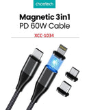 CHOETECH XCC - 1034 60W C to C 1M Cable with 3 Replaceable Connecter - NuSea