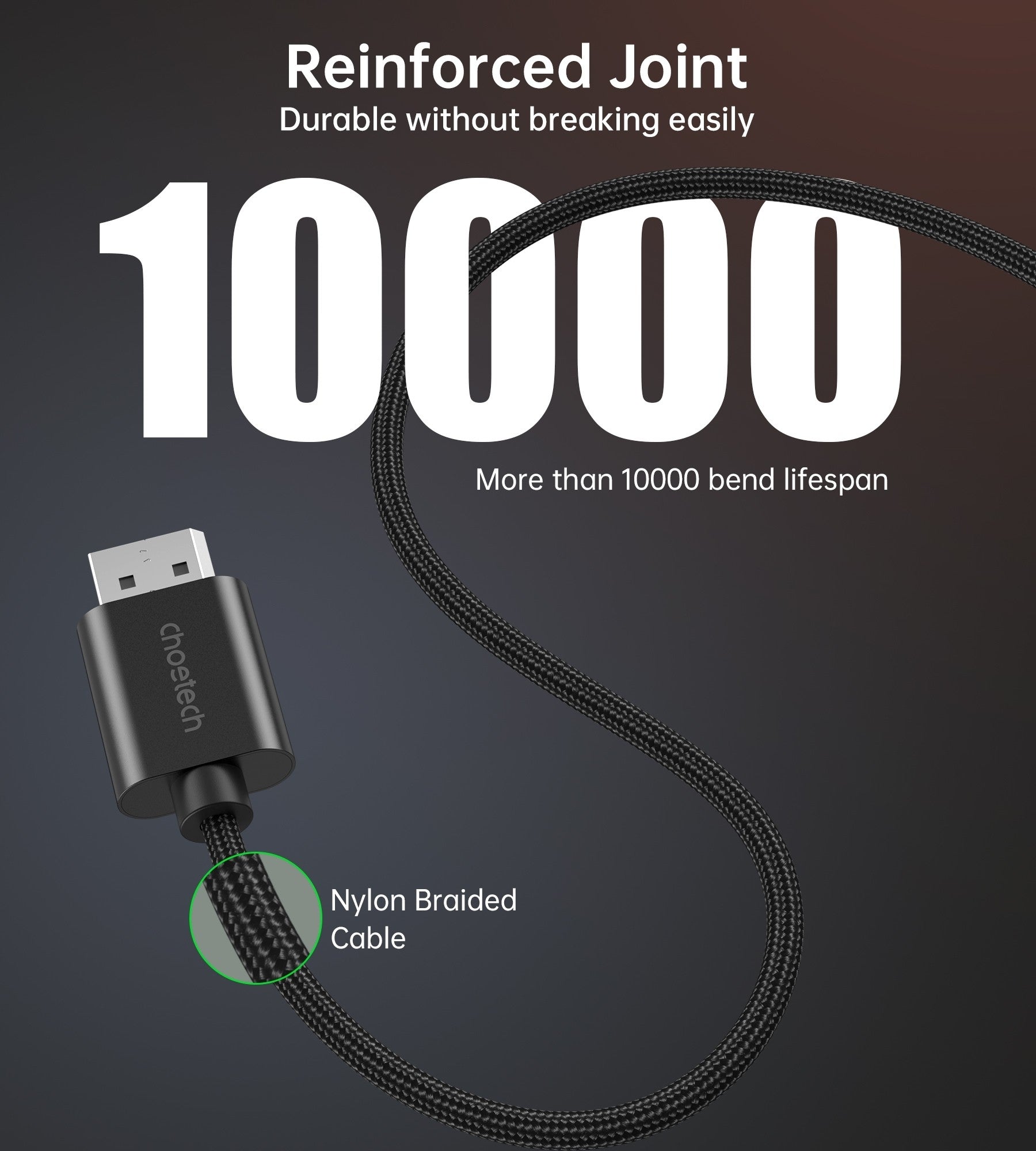CHOETECH XDH01 4K 60Hz DisplayPort Male to HDMI Male Braided Cable 2M - NuSea