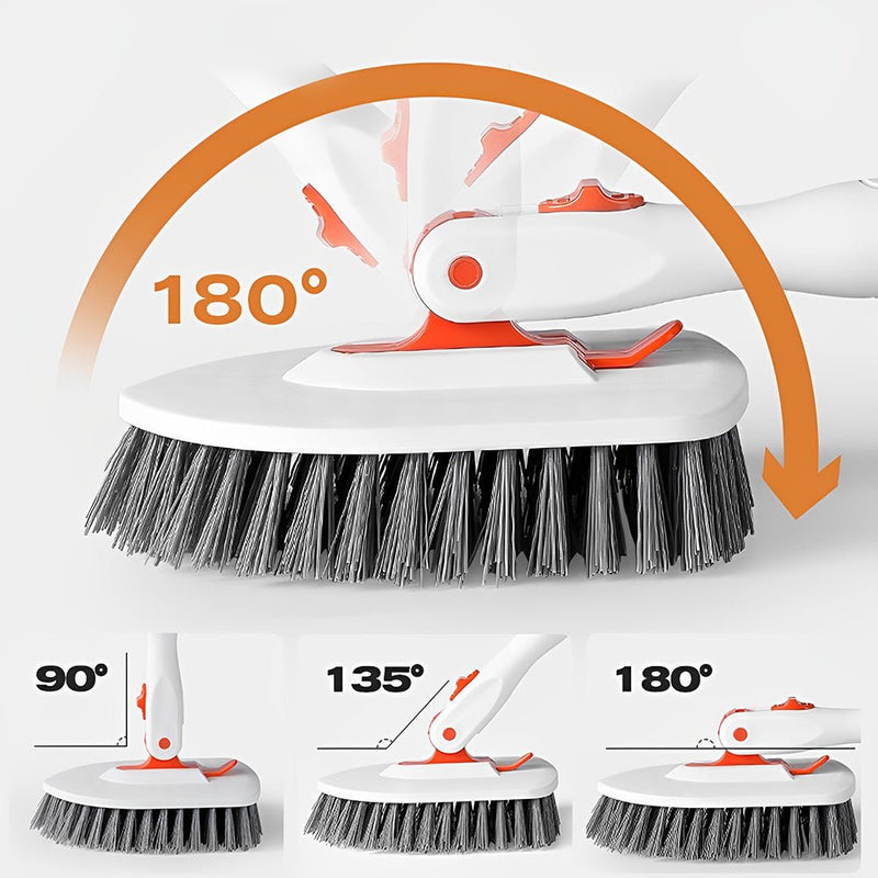 CLEANFOK 3 in 1 Tile Tub Scrubber Brush - Extendable Long Handle with Adjustable Angles - NuSea