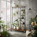 Clothing Garment Rack on Wheels with 5 - Tier, Industrial Pipe Style, Rustic Brown - NuSea