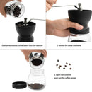 Coffee Bean Grinder - Manual Hand Stainless Ceramic Burr Core Glass Jar Nut Mill - NuSea