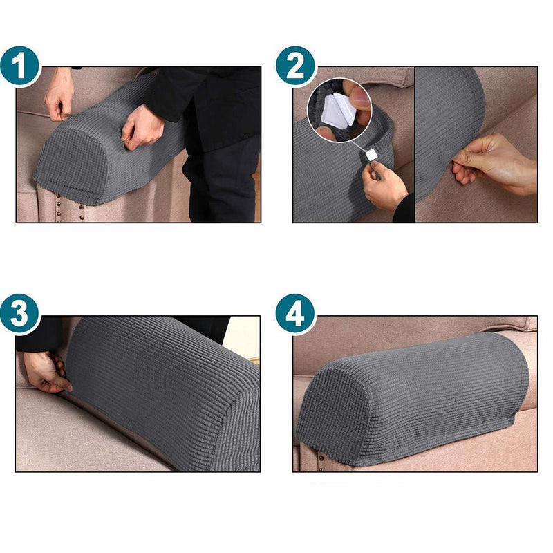 COMFEYA 2 Pack Durable and Stylish Stretch Armrest Covers for Sofas and Chairs - NuSea