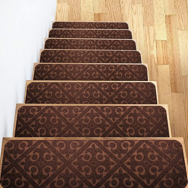 COMFEYA 8 Pack Carpet Stair Treads Non - Slip Stair Carpet Rugs | Protect Wooden Stairs | Easy Installation - NuSea