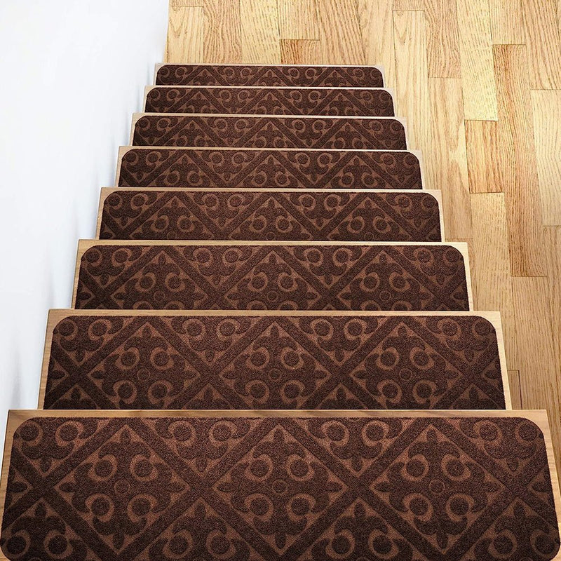 COMFEYA 8 Pack Carpet Stair Treads Non - Slip Stair Carpet Rugs | Protect Wooden Stairs | Easy Installation - NuSea