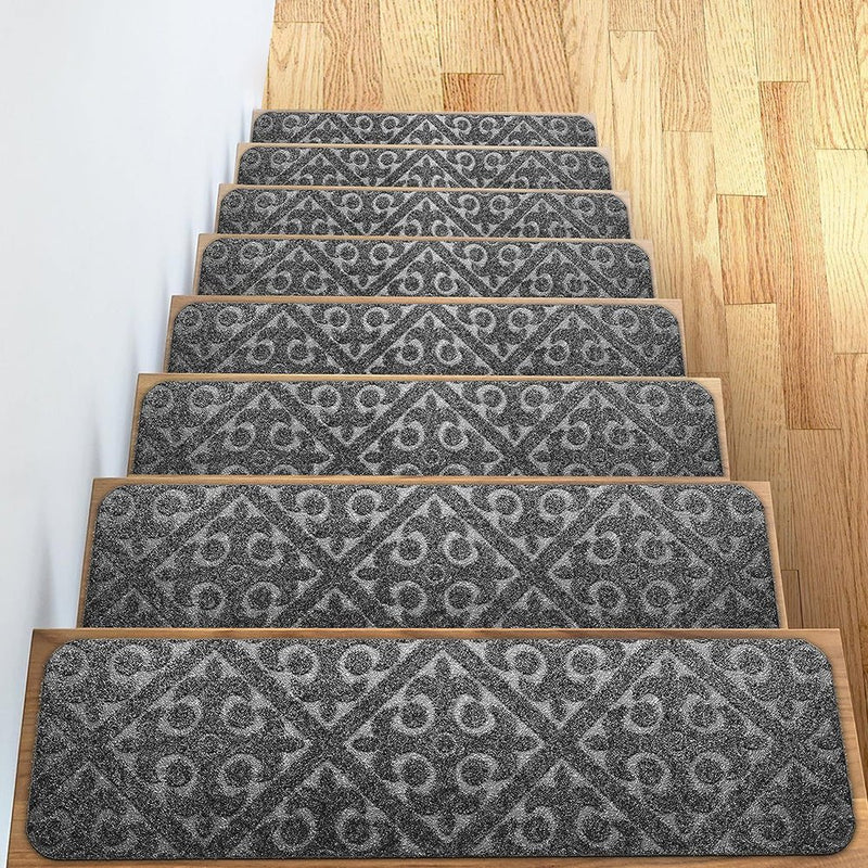 COMFEYA 8 Pack Carpet Stair Treads Non - Slip Stair Carpet Rugs | Protect Wooden Stairs | Easy Installation - NuSea