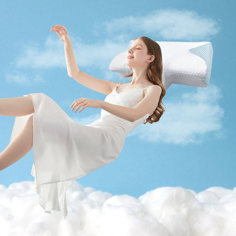 COMFEYA Cervical Neck Pillow for Pain Relief Sleeping - Orthopedic Contour Memory Foam Pillow with Cooling Pillow Covers - NuSea