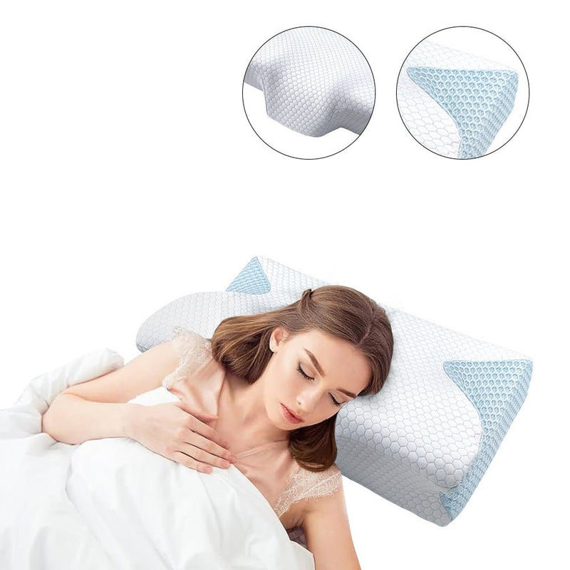 COMFEYA Cervical Neck Pillow for Pain Relief Sleeping - Orthopedic Contour Memory Foam Pillow with Cooling Pillow Covers - NuSea