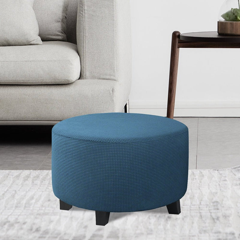 COMFEYA Round Ottoman Cover - Stretch Ottoman Slipcover Furniture Protector for Round Ottomans - NuSea