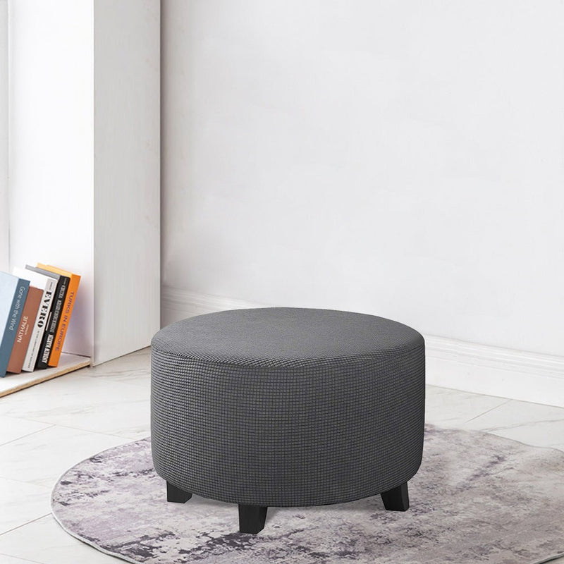 COMFEYA Round Ottoman Cover - Stretch Ottoman Slipcover Furniture Protector for Round Ottomans - NuSea
