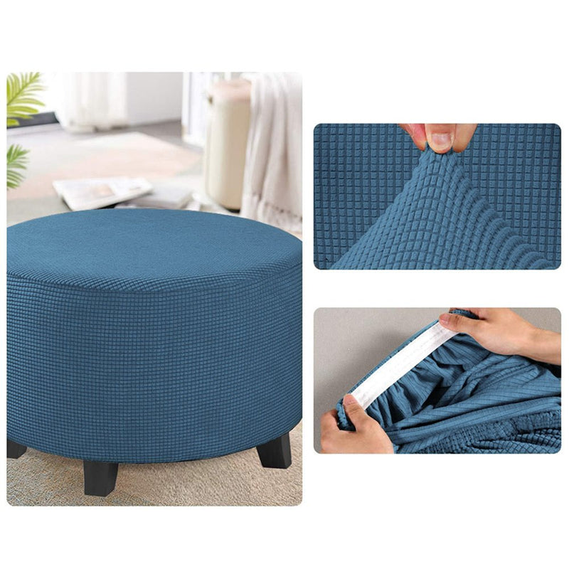 COMFEYA Round Ottoman Cover - Stretch Ottoman Slipcover Furniture Protector for Round Ottomans - NuSea