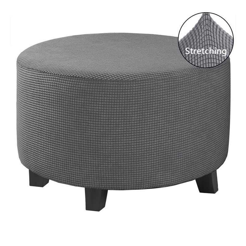 COMFEYA Round Ottoman Cover - Stretch Ottoman Slipcover Furniture Protector for Round Ottomans - NuSea