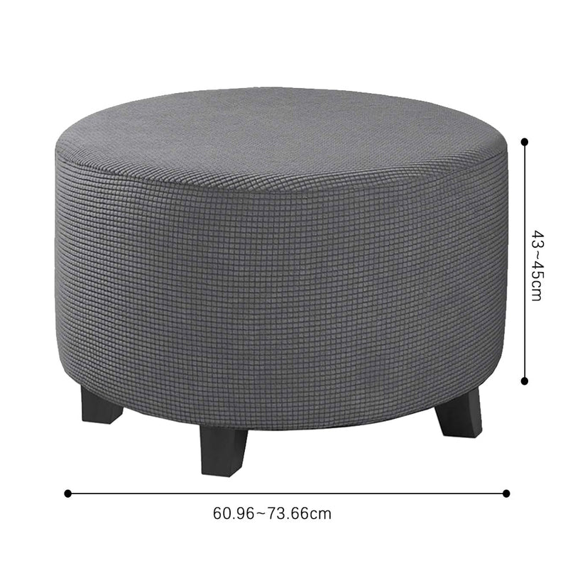 COMFEYA Round Ottoman Cover - Stretch Ottoman Slipcover Furniture Protector for Round Ottomans - NuSea