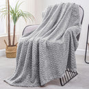 COMFEYA Soft Jacquard Leaves Pattern Flannel Fleece Throw Blanket - NuSea