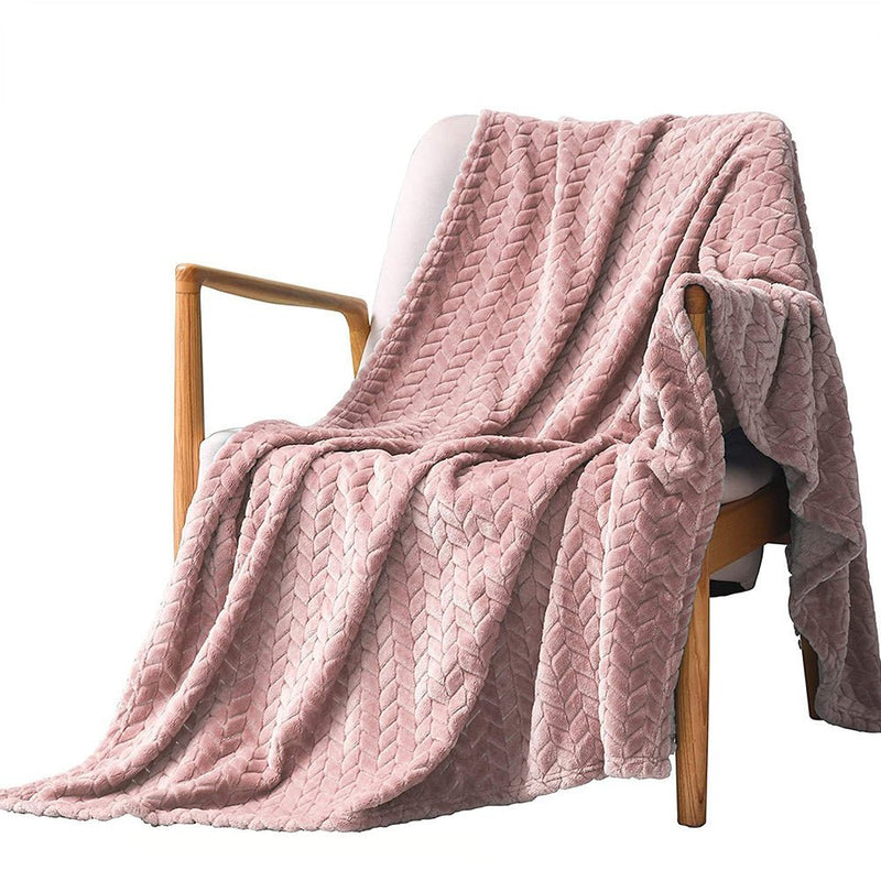 COMFEYA Soft Jacquard Leaves Pattern Flannel Fleece Throw Blanket - NuSea