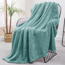 COMFEYA Soft Jacquard Leaves Pattern Flannel Fleece Throw Blanket - NuSea