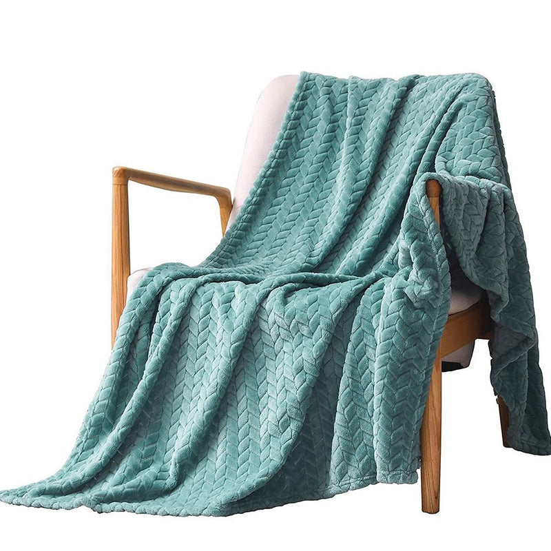 COMFEYA Soft Jacquard Leaves Pattern Flannel Fleece Throw Blanket - NuSea