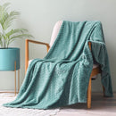 COMFEYA Soft Jacquard Leaves Pattern Flannel Fleece Throw Blanket - NuSea