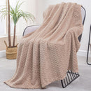 COMFEYA Soft Jacquard Leaves Pattern Flannel Fleece Throw Blanket - NuSea