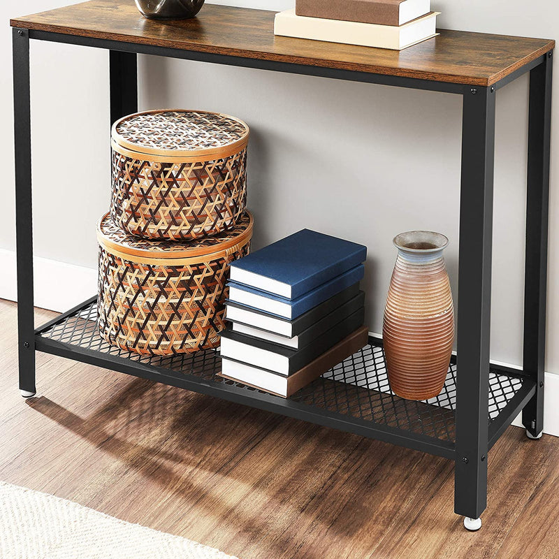 Console Table Metal Frame Rustic Brown - NuSea