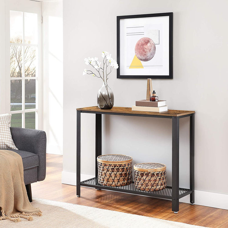 Console Table Metal Frame Rustic Brown - NuSea