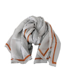 Costume National Women's Gray Orange Silk Floral Foulard Wrap Scarf - One Size - NuSea